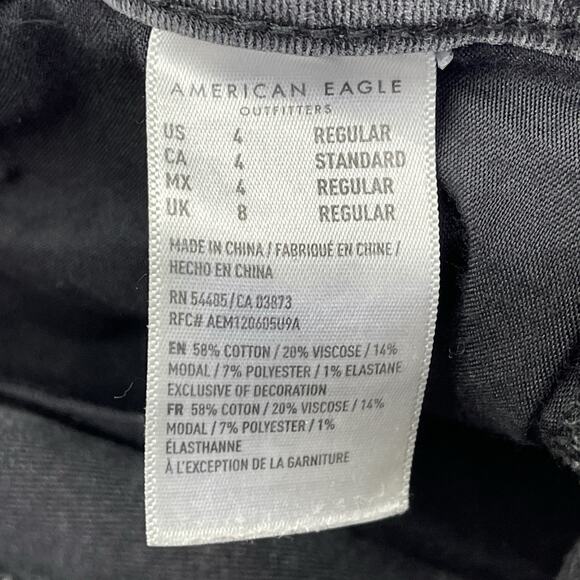 American Eagle Jeans Womens 4 Reg Gray Hi Rise Jegging Distressed Rips Denim - Picture 7 of 11